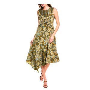 Lafayette 148 New York Evening/Party Design Dress Size-10 Chive Multi 100% Silk